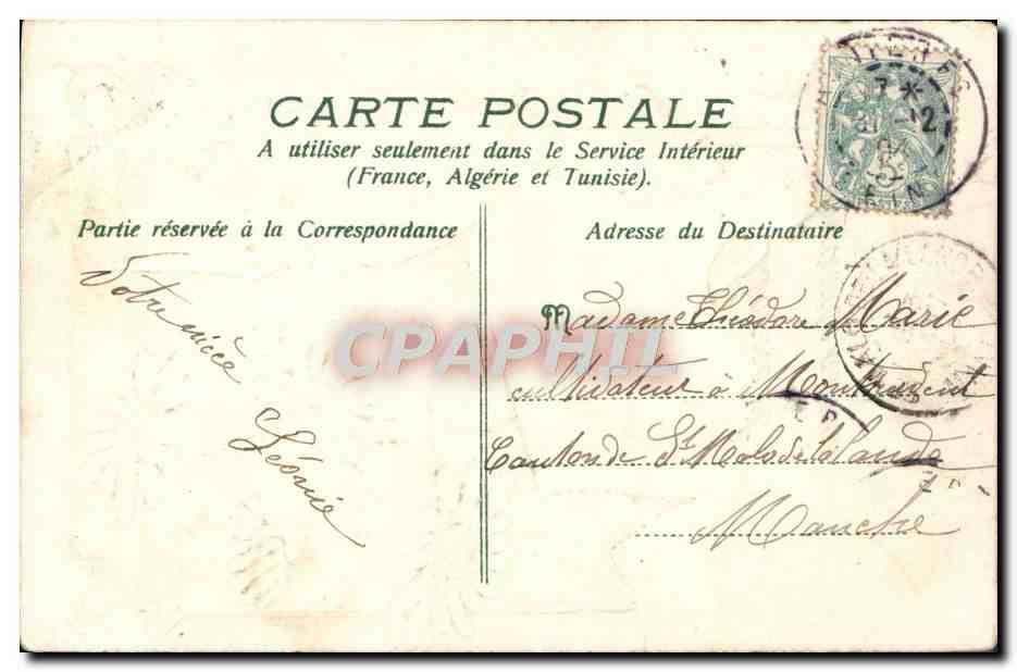 CPA Fantaisie Fleurs Bonne et Heureuse  — Rückseite