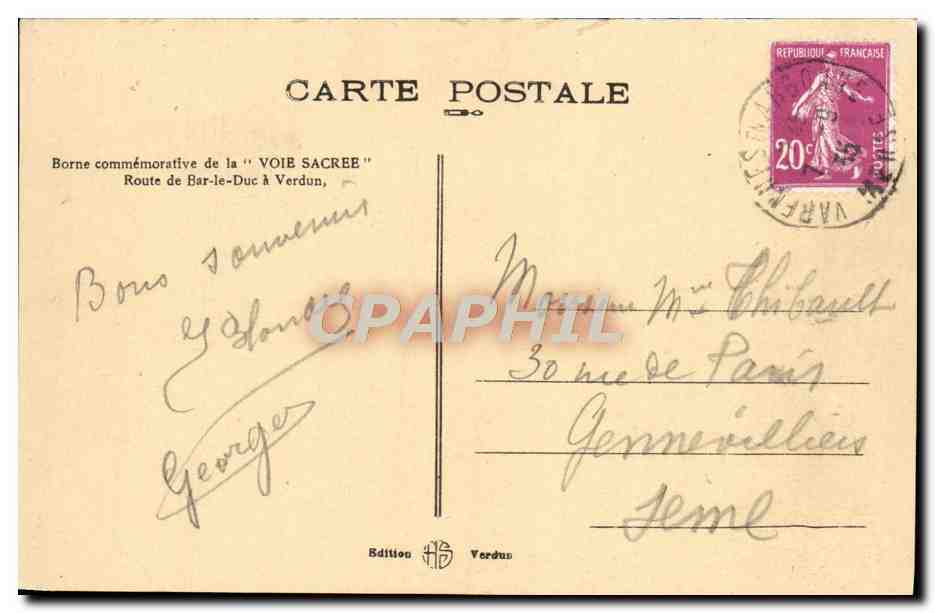 Borne commémorative — Voie Sacrée — Route de Bar-le-Duc à Verdun — Édition HS Verdun — Reverso