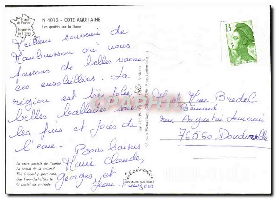 CPM Cote Aquitaine Les Genets Sur La Dune — Rückseite