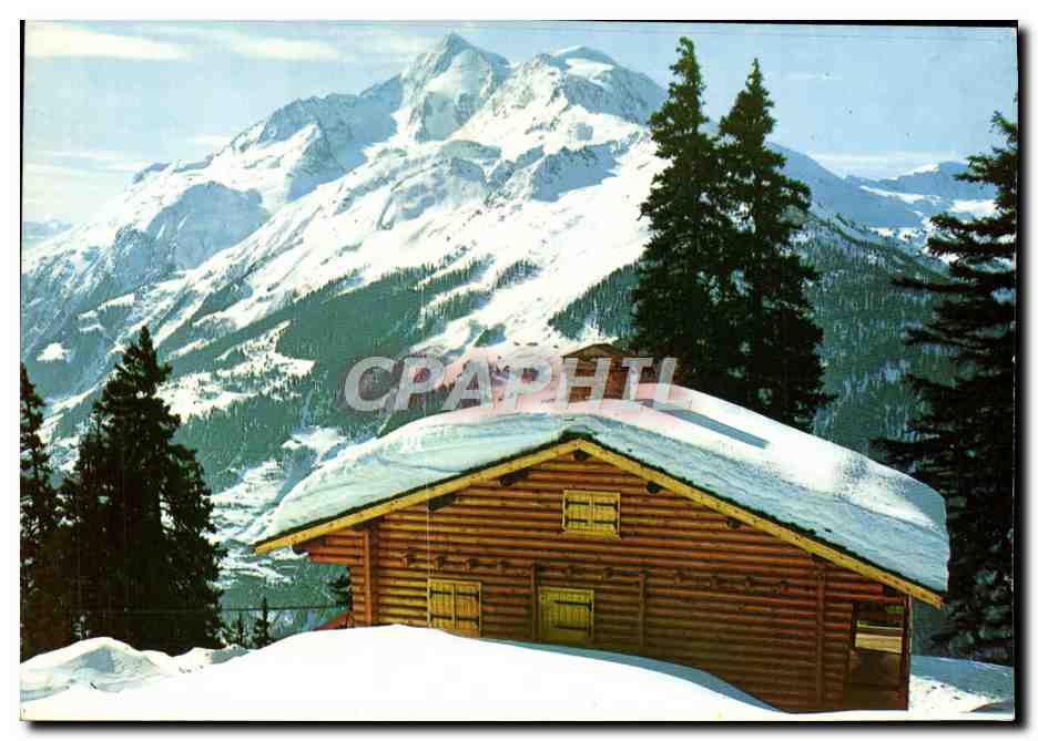 CPM Neige Et Soleil Un Chalet Et Un Coeur