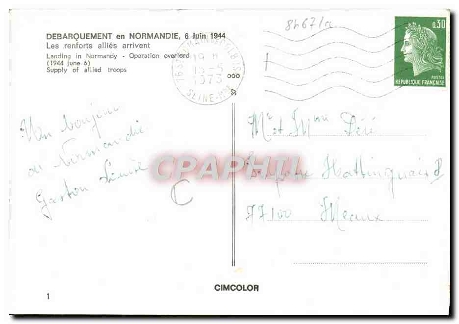 CPM Debarquement En Normandie Les Renforts Allies Arrivent Ballon Dirigeale — Rückseite