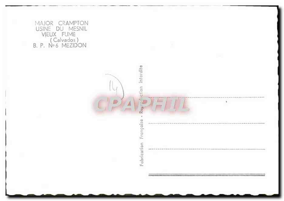 CPM Major Crampton Usine Du Mesnil Vieux Fume Mezidon — Verso