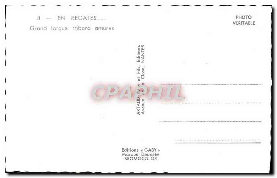 Grand largue tribord amures — En régates — Éditions Gaby, Nantes — Verso