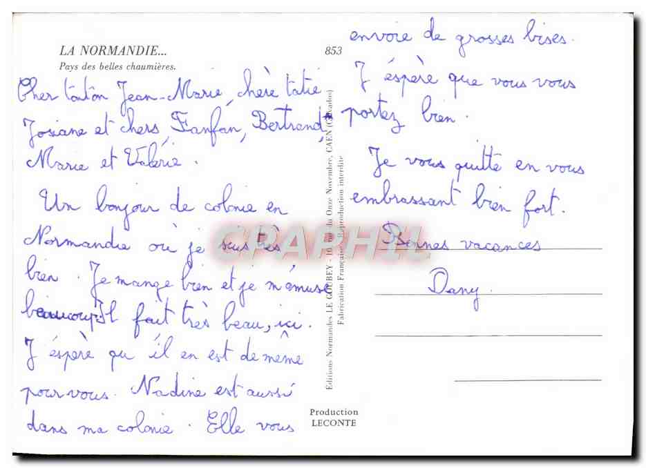 CPM La Normandie Calvados Lion — Verso