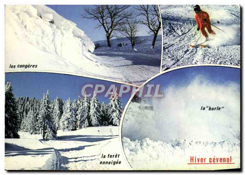 Modern Postcard Winter in the Cevennes Ski
