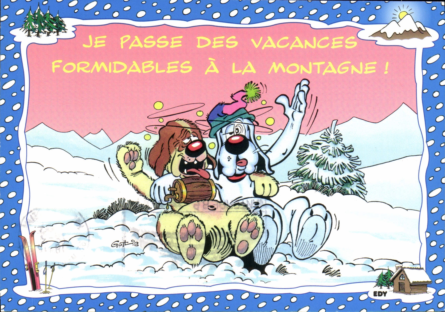 Deux chiens en vacances à la montagne — Éditeur EDY, n° de série 93