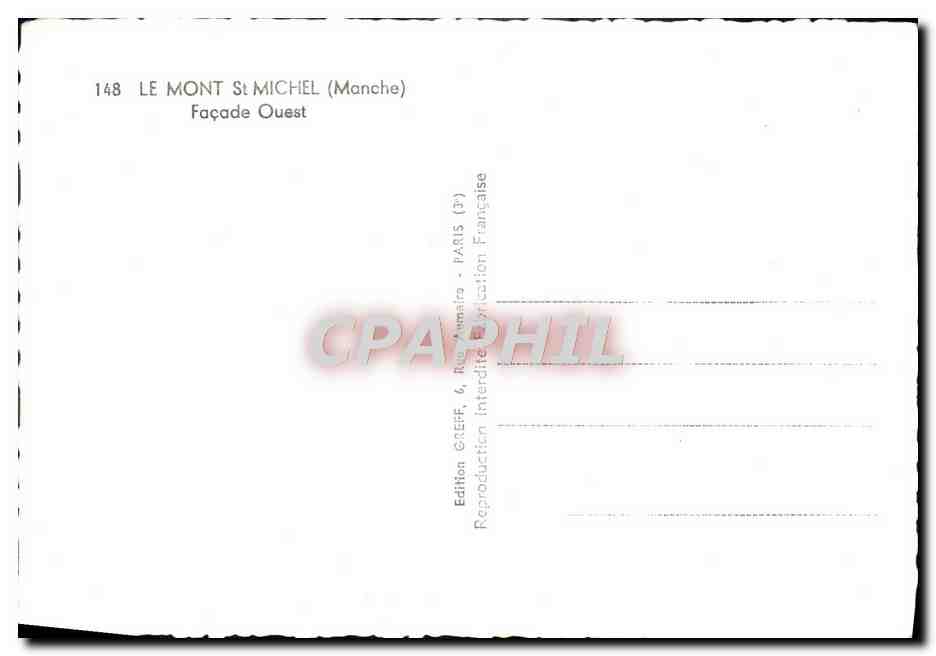 CPM Le Mont St Michel Facade Ouest — Verso