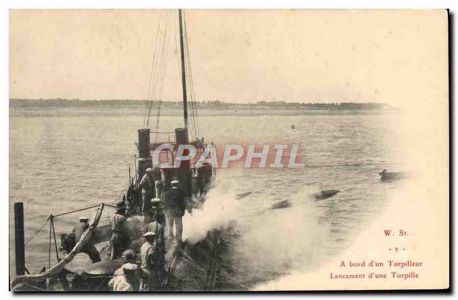 CPM A Bord D'Un Torpilleur Lancement D'Une Torpille Bateau