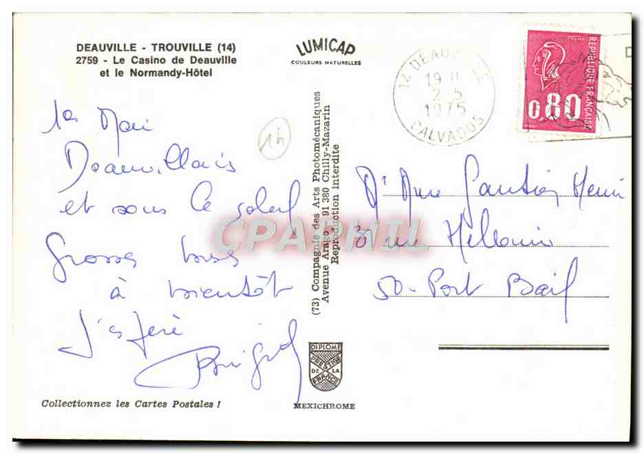 Deauville - Le Casino de Deauville et le Normandy-Hôtel — LUMICAP — Verso