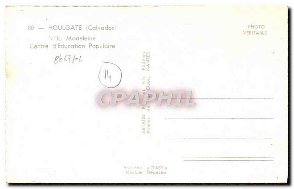 Houlgate (Calvados) — Villa Madeleine — Éditions Gaby — Verso