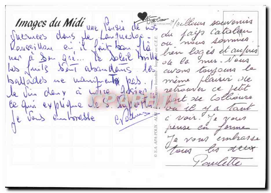 CPM Images Du Midi Maison  — Rückseite