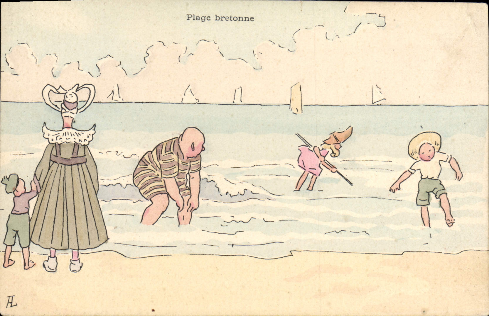 CPM Plage Bretonne Illustrateur 