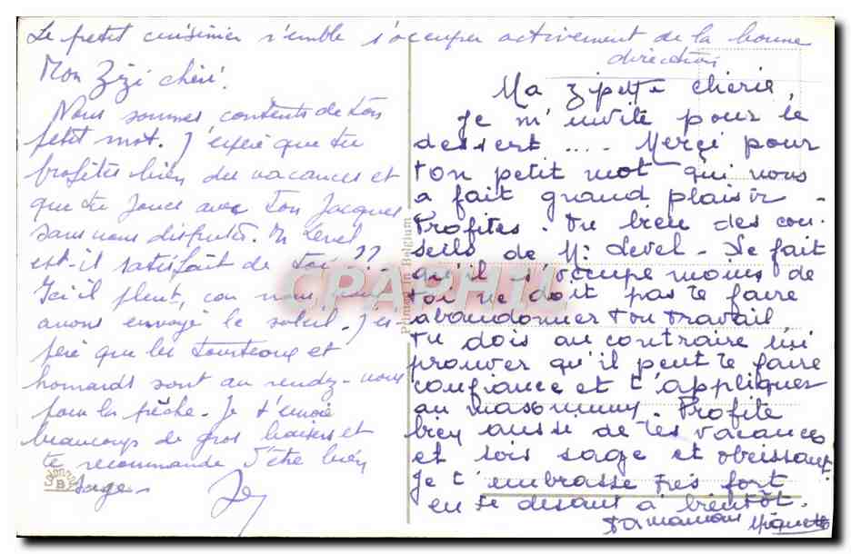 CPM Fantaisie Enfants Chat Chien Patissier — Rückseite