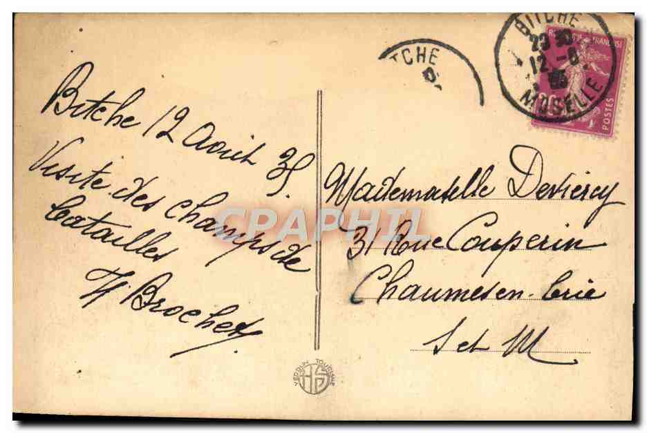 Tunnel de TAVANNES — explosion de grenades en 1916 — éditeur J. BROCHEY — Verso