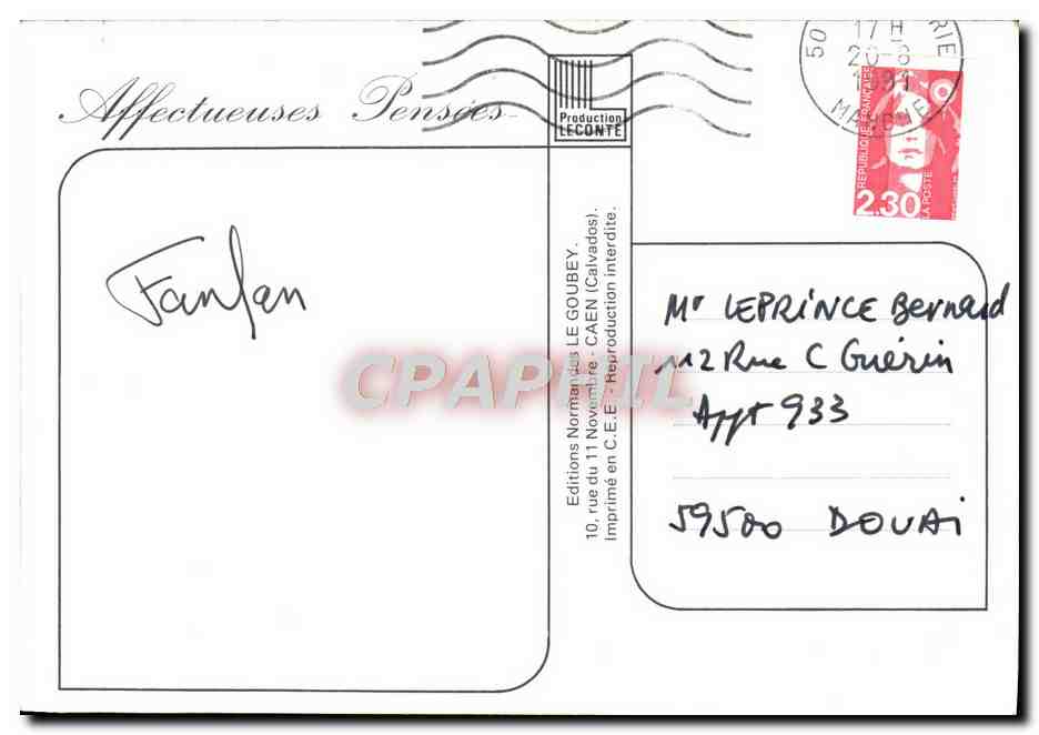 Un p'tit coin de ciel bleu — Affection — Éditions Normandes LE GOUBEY — Verso