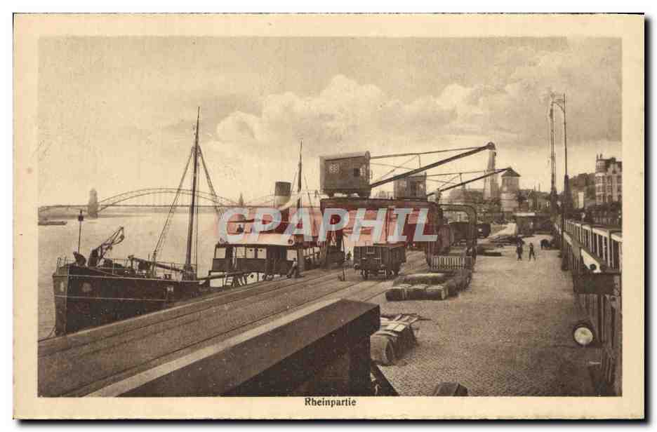 CPA Dusseldorf Tritonengruppe Theinpartie Bateaux — Back