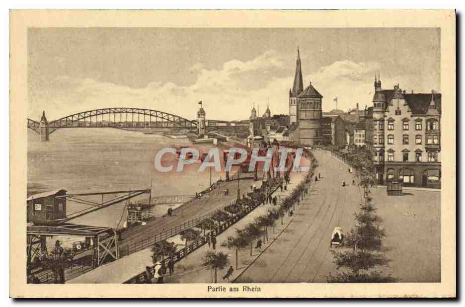 CPA Dusseldorf Partie Am Rhein Hindenburgwall mit Musik Tempel