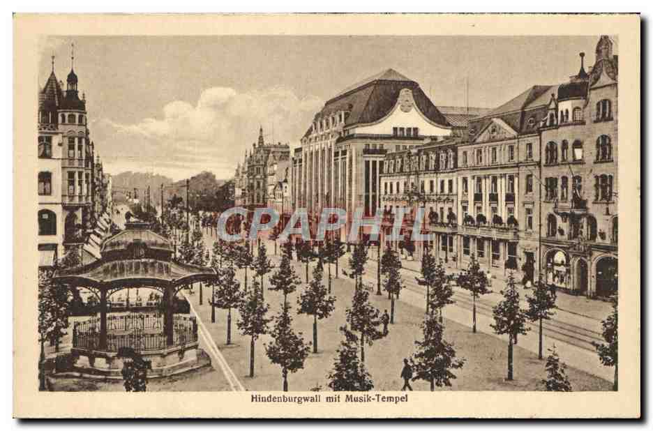 CPA Dusseldorf Partie Am Rhein Hindenburgwall mit Musik Tempel — Rückseite