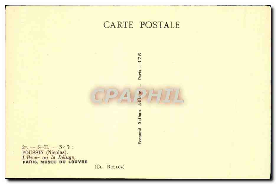 CPA Poussln L'Hiver ou le Deluge Paris Musee Du louvre — Verso