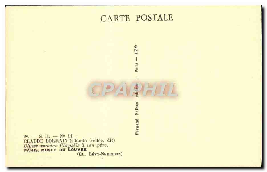 CPA Claude Lorrain Ulysse Ramene Chryseis a son pere Paris Musee Du louvre — Verso