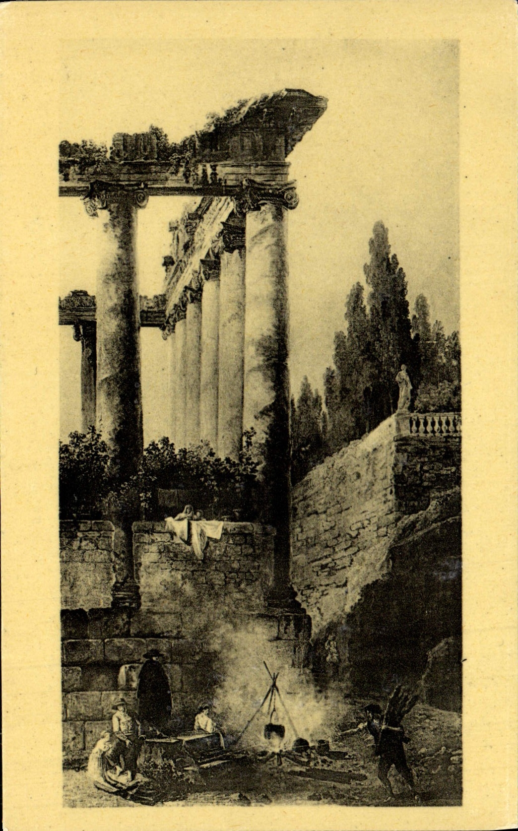 CPA Robert Ruines dun Temple Paris Musee Du Louvre