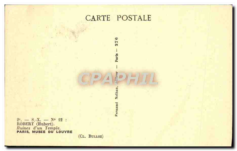 CPA Robert Ruines dun Temple Paris Musee Du Louvre — Verso