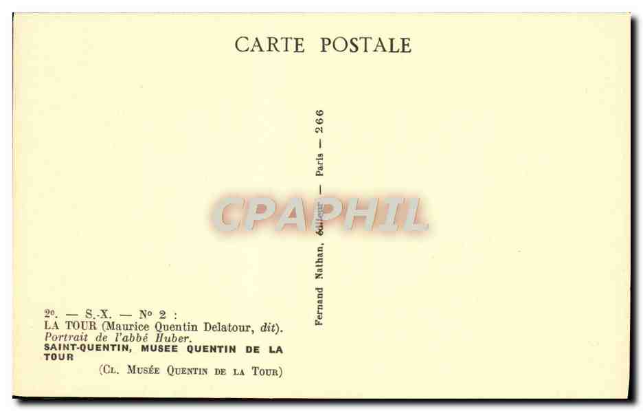 CPA La Tour Portrait de Labbe Huber Musee Quentin de la Toiur Saint Quentin — Verso