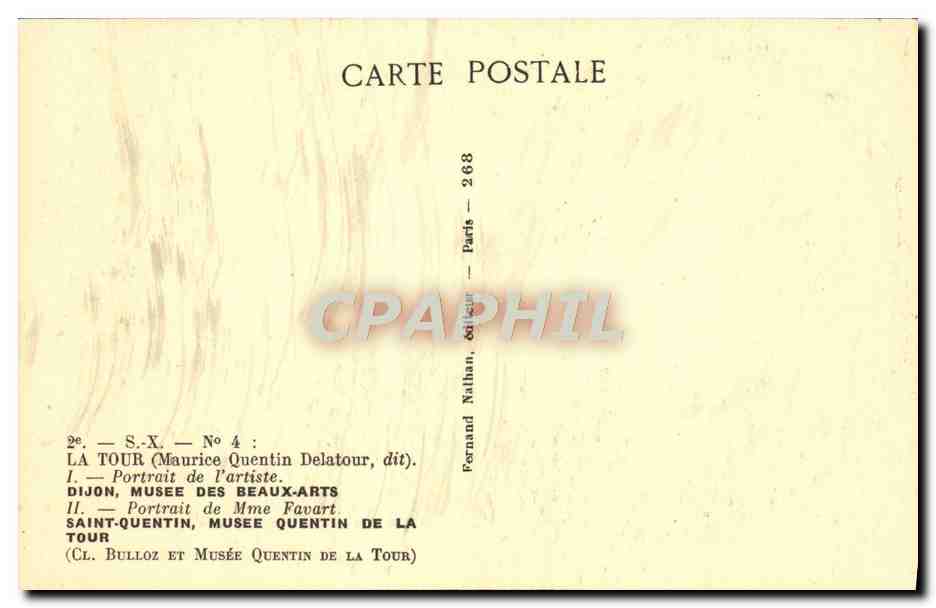 CPA La Tour Portrait de l'artiste Musee Quentin de la Tour Saint Quentin — Verso