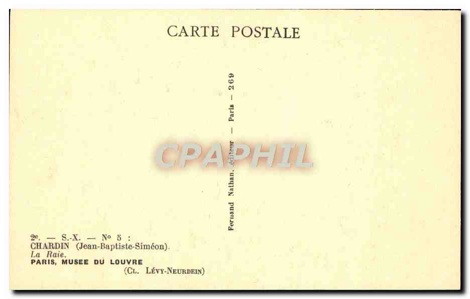 CPA Chardin La Raie Paris Musee Du Louvre Chat Poisson — Verso