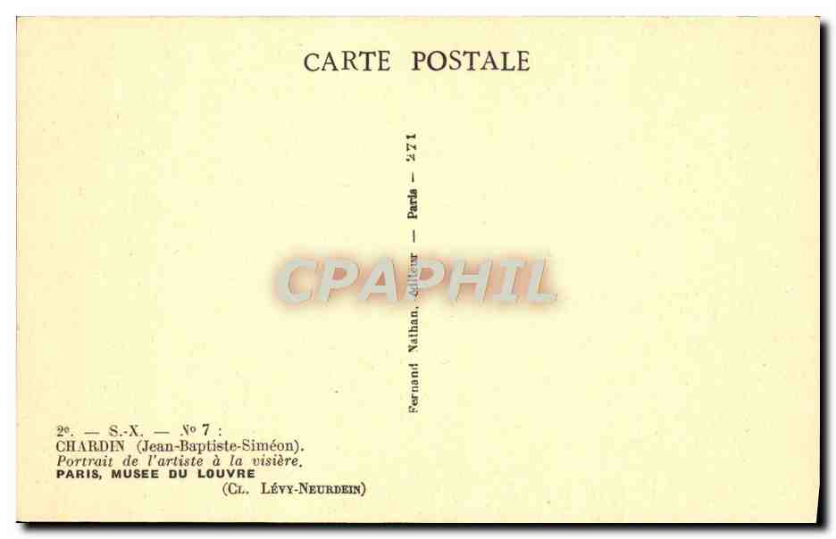 CPA Chardin Portrait de l'artiste a la visiere Paris Musee Du Louvre — Verso