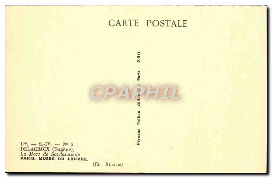 CPA Delacroix La mort de Sardanapale Paris Musee Du Louvre — Back
