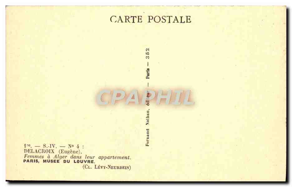 CPA Delacroix Femmes a Alger dans leur apaprtement Paris Musee Du Louvre — Verso