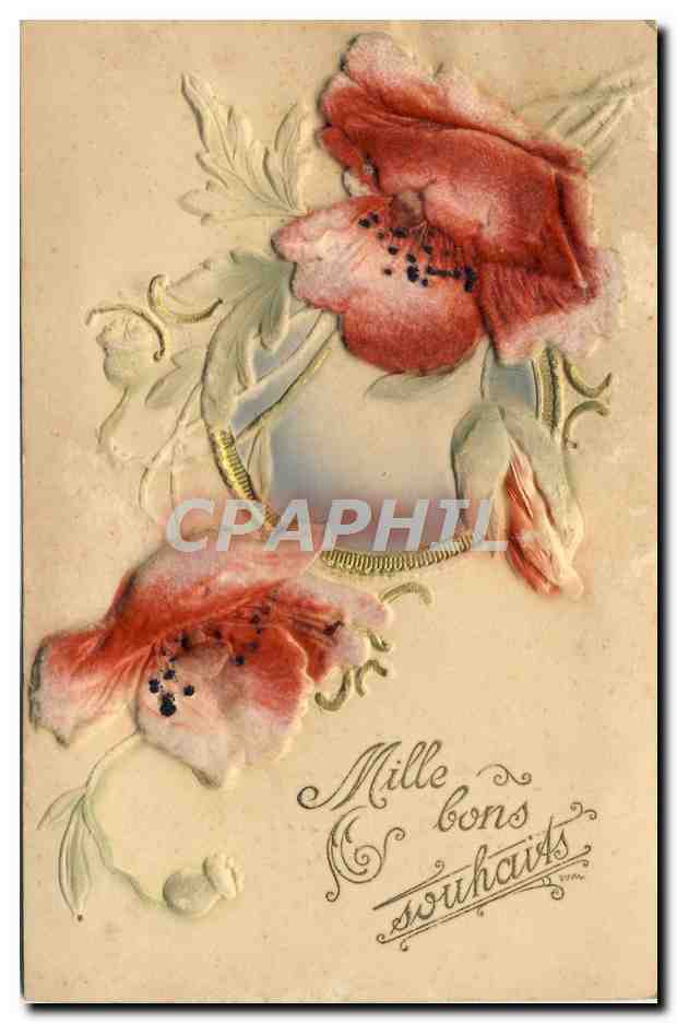 CPA Fantaisie Fleurs rouges