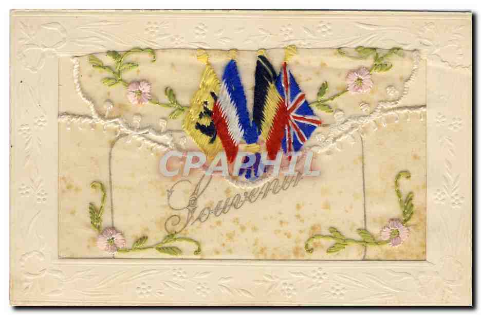 CPA Fantaisie Brodee Drapeaux France Belgique Grande Bretagne Russie 
