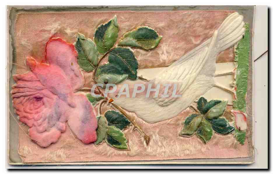 CPA Fantaisie Fleurs Colombe 