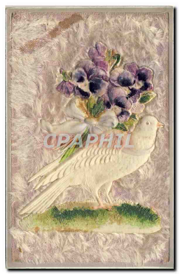 CPA Fantaisie Fleurs Colombe