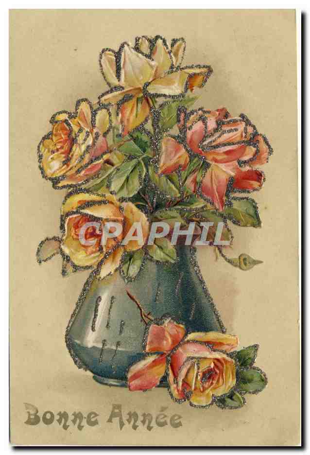 CPA Fantaisie Fleurs Bonne Annee