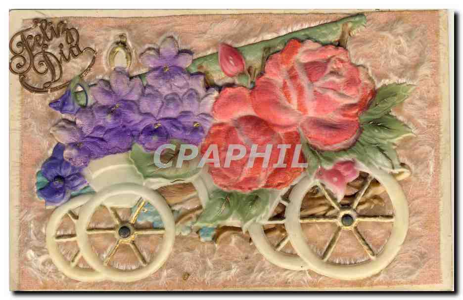 CPA Fantaisie Fleurs Automobile