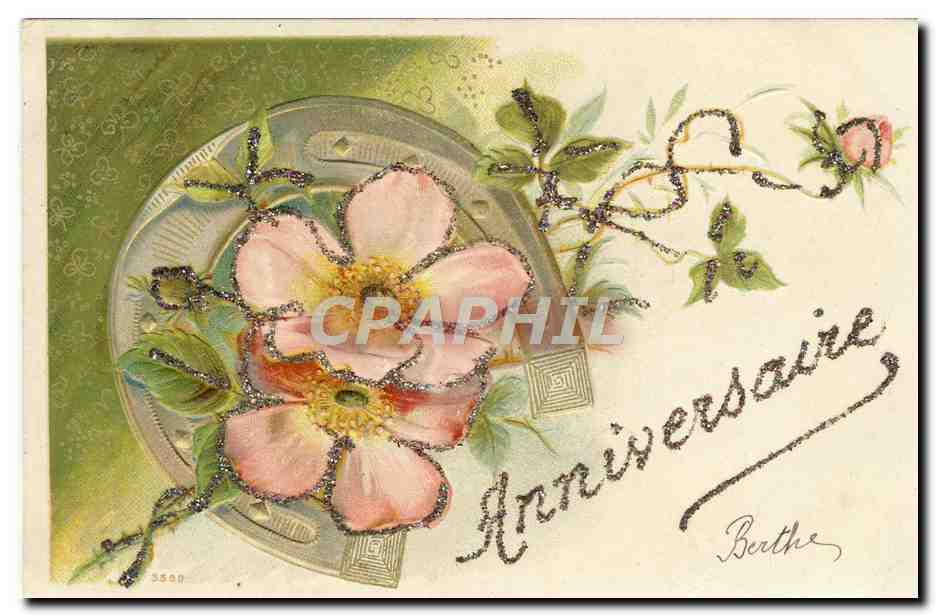 CPA Fantaisie Fleurs Fer a cheval