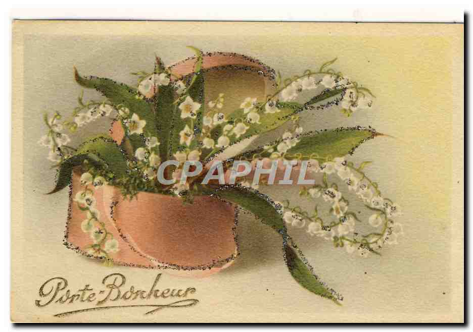 CPA Fantaisie Fleurs Muguet Porte Bonheur