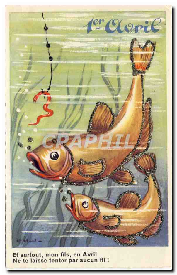 CPA Fantaisie 1er Avril Poissons