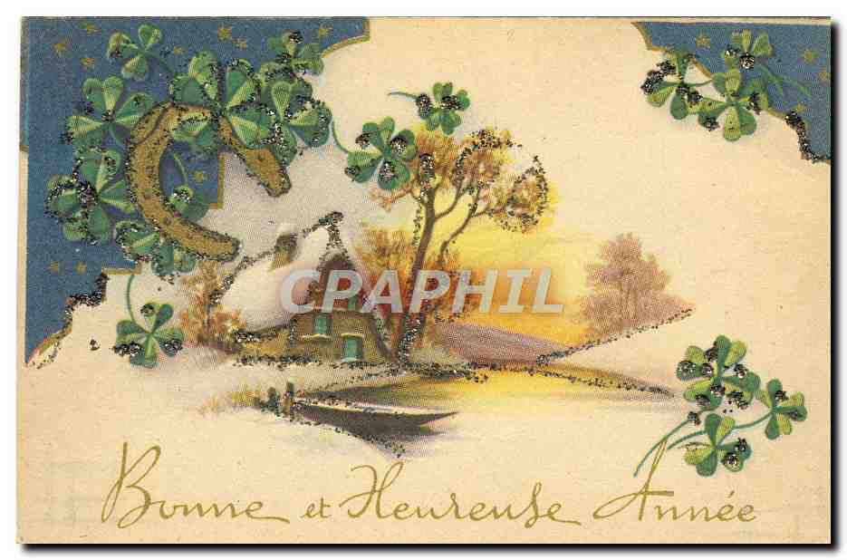 CPA Fantaisie Bonne année Fer a cheval