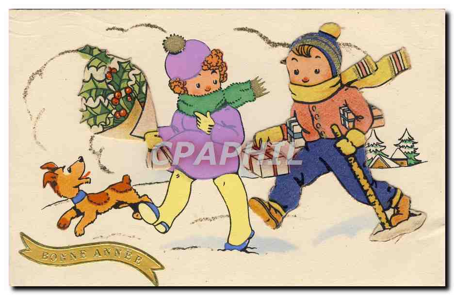 CPA Fantaisie Enfants Chien