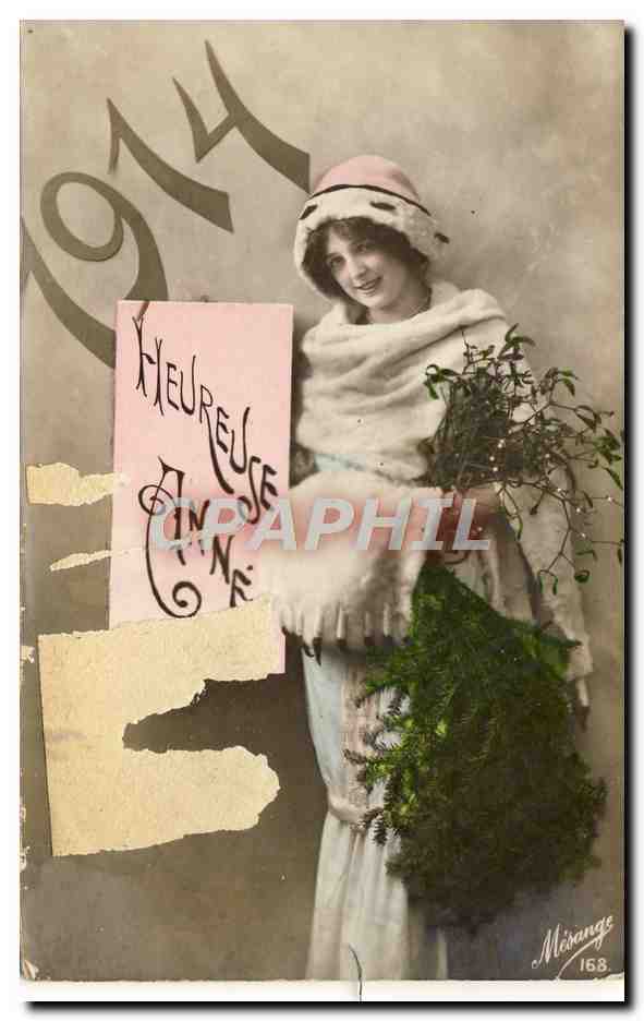 Tarjeta postal antigua Fantasía Mujer Año 1914