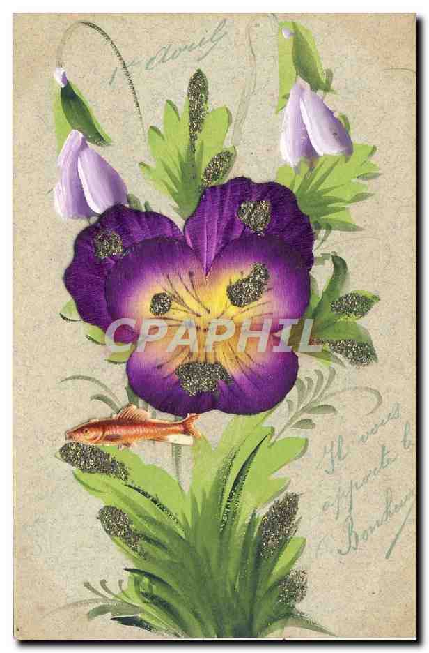 CPA Fantaisie Fleurs Poisson