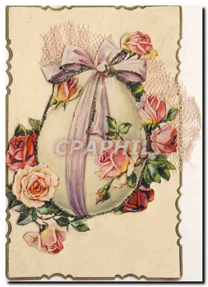 CPA Fantaisie Fleurs Oeuf