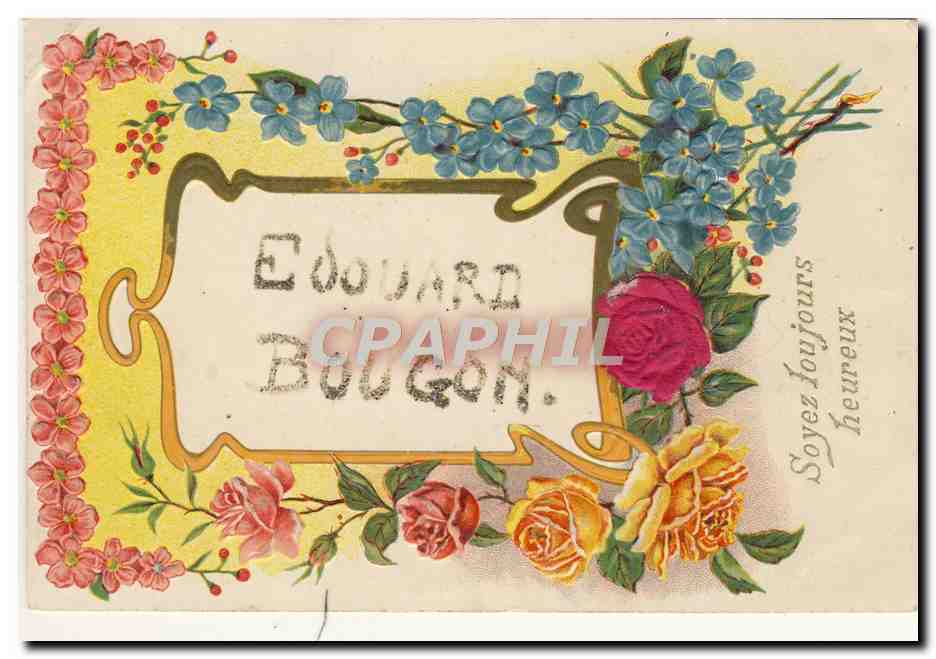 Carte postale florale — dédicace à Edouard Bougon — éditeur inconnu