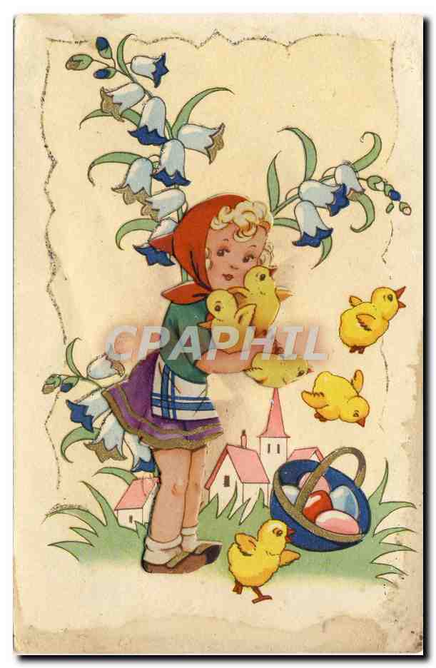 CPA Fantaisie Enfant Poussins