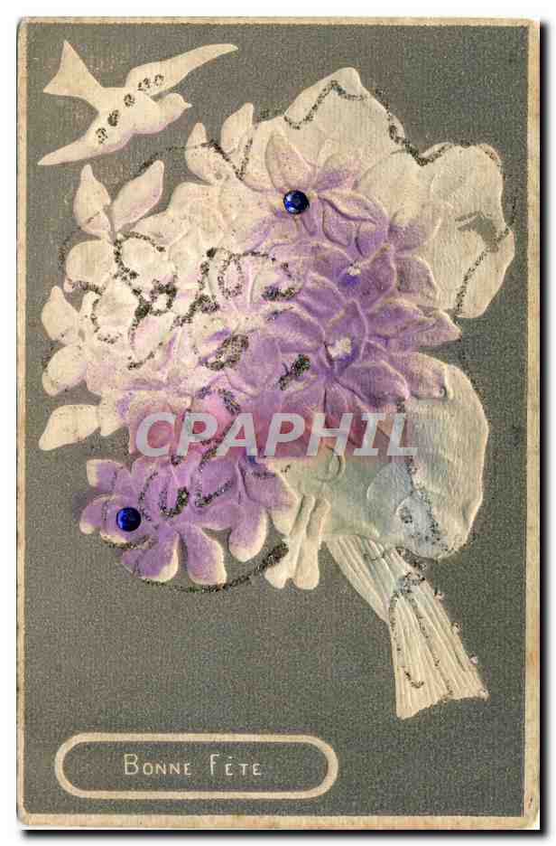 CPA Fantaisie Fleurs Colombe