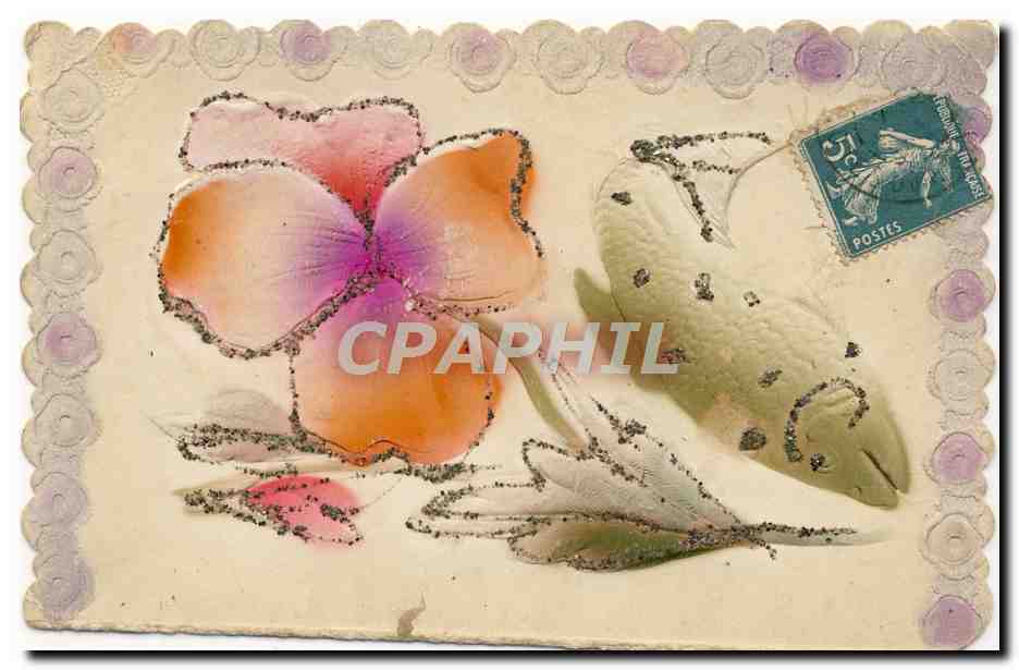 CPA Fantaisie Fleurs Poisson
